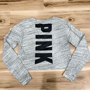 Victoria’s Secret PINK Heather Grey Black Cropped Shirt Women’s Small